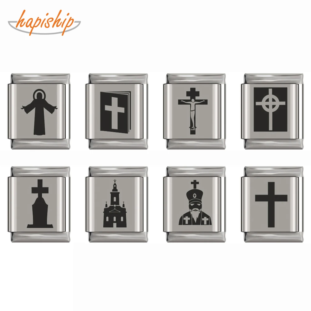 Hapiship, мужская мода,, Маргаритка, религия, Godliness, шарм, подходит для 13 мм, браслет, серебро, нержавеющая сталь, ювелирное изделие, DJ177