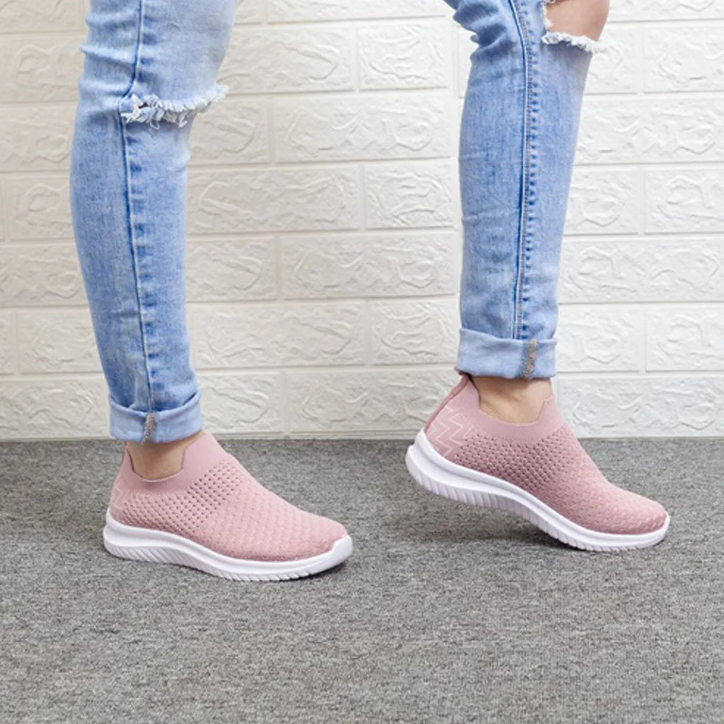 

Women sneakers 2019 spring Summer Fashion Lightweight Lazy Shoes Elastic Socks Shoes Sports chunky sneakers pink#G4