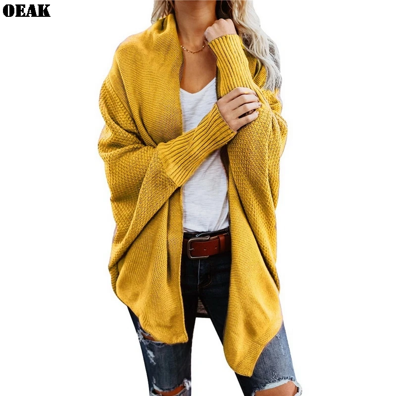 

Oeak Autumn Winter Batwing Sleeve Knitwear Cardigan Women Large Size Knitted Sweater Cardigan Female Elegant Jumper Coat