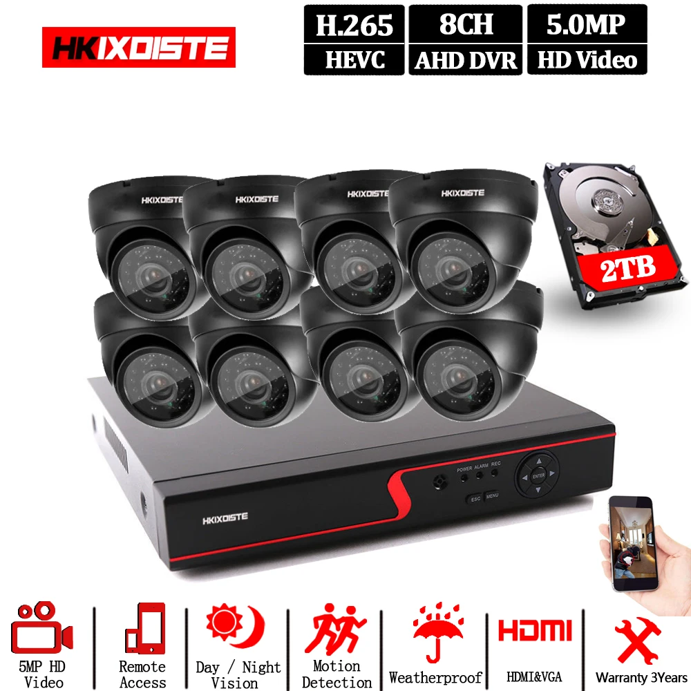 Система видеонаблюдения HKIXDISTE цифровой видеорегистратор Full HD 5 МП 8 каналов