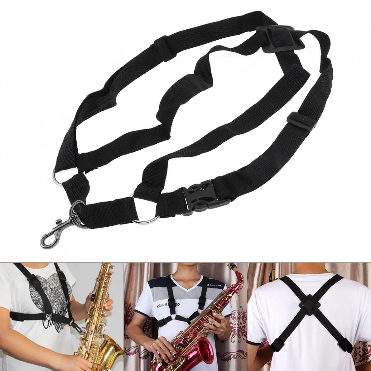 

Saxophone Strap Black Adjustable Universal Sax Harness Shoulder Strap Saxophone part for Alto / Tenor / Soprano Saxophone