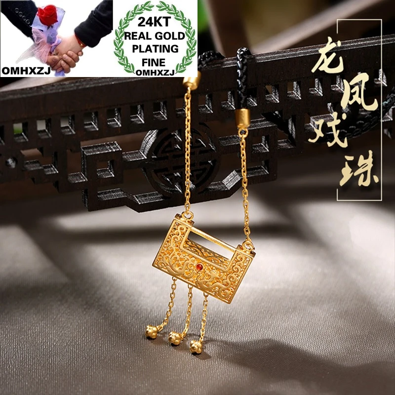 OMHXZJ Wholesale NA349 European Fashion Woman Girl Party Birthday Wedding Gift Vintage Lock Tassel 24KT Gold Pendant Necklace | Украшения и