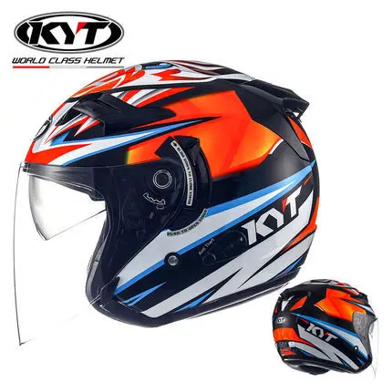 

KT Motorcycle Helmet Men And Women Double Lens Half Cover Type Sun-resistant Safety Helmet Autumn And Winter Four Seasons Race C