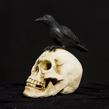 

Halloween Animal Decorative Simulation Crow and Skull Ornaments Model Bar Home DIY Decoration Craft Festive Party Supplies