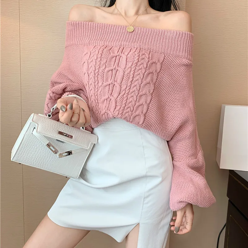 New Korean fashion sexy sweater / off shoulder / Knitted Top New Korean fashion sexy sweater / off shoulder / Knitted Top