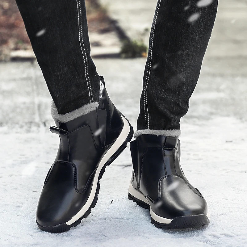 Fhlyiy/Брендовые мужские ботинки кожаные мужские ботинки Удобная мужская обувь ботильоны плюшевые зимние теплые мужские ботинки размера плюс 39-48