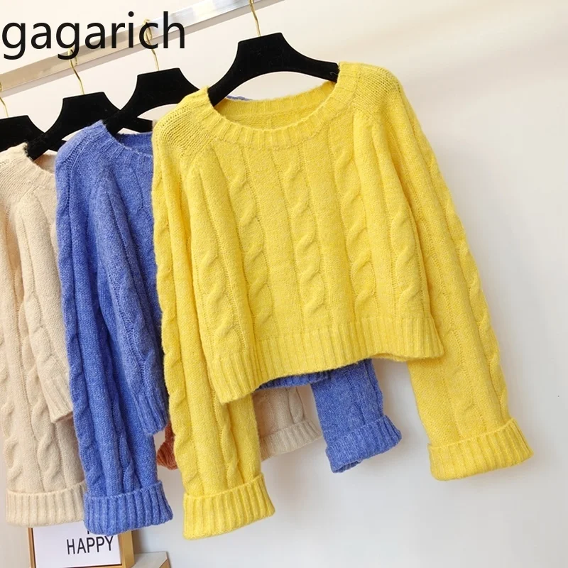 

Gagarich Women Sweater 2019 Twist Short 2019 Autumn Winter New Style Retro Solid Female Sweet Long Sleeve O-neck Pullovers
