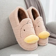 Winer Home Slippers Man Platform Flat With Warm plush Floor Home Cuty Big Mouth Indoor Couple Shoes Cover Heel Soft Footwear