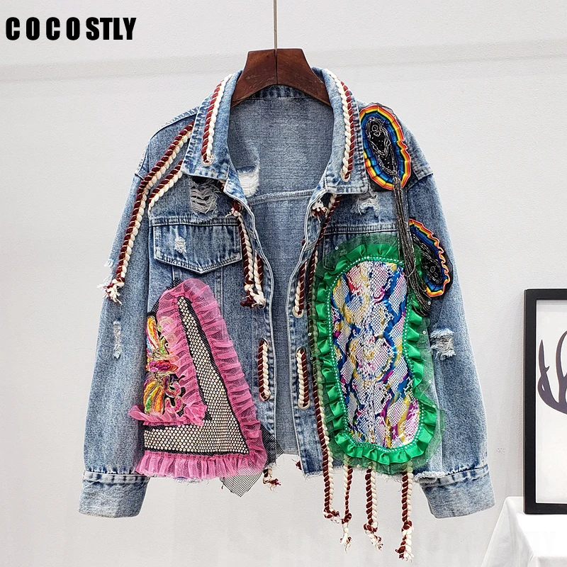 mesh denim jacket