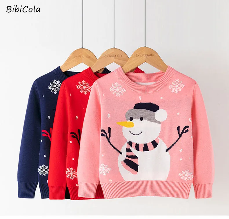 

Autumn Winter New Warm Sweater Children Long Sleeve Cartoon Print School Baby Fleece Christmas Kids Boy Knitwear 3-7 Year