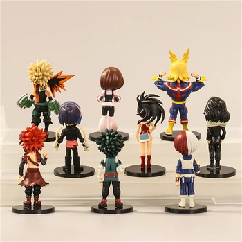 My Hero Academia 9 Pcs Cute Ver. Midoriya All Might Bakugou Shoto Ochaco PVC Action Figure Boku no Hero Gift Doll Model 8cm 2