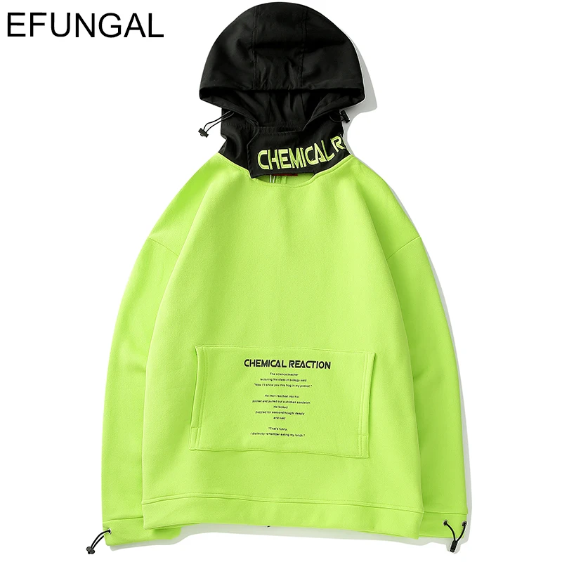 

EFUNGAL Windproof Collar Hip Hop Hoodies Sweatshirts Male Skateboard Sportswear Warm Hooide Fleece Winter Harajuku Streetwear
