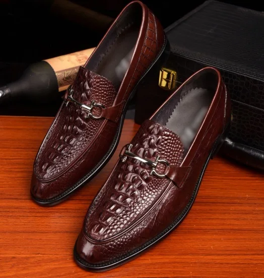 

Europe America Men pointed-toe handmade shoes fashion Crocodile slip-on falt oxford for men Genuine leather party wedding shoes
