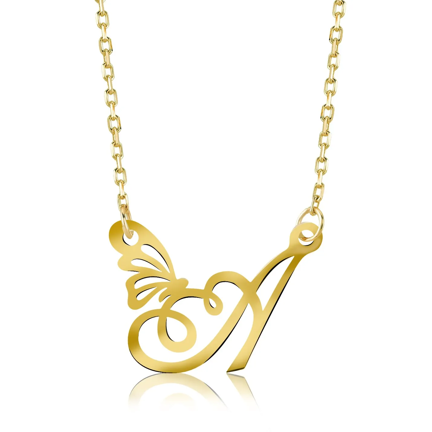 

VAOOV 925 Sterling Silver Gold Plated Butterfly A Letter Women 'S Fashion Necklace