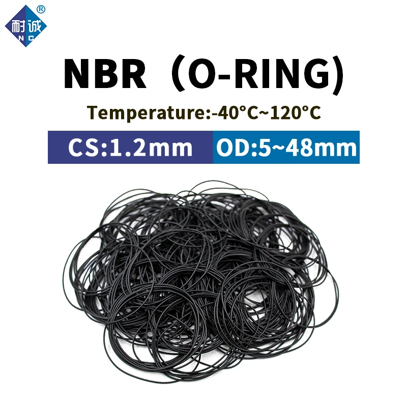 

NBR O Ring Seal Gasket Thickness CS1.2mm OD5-42 Oil and Wear Resistant Automobile Petrol Nitrile Rubber O-Ring Waterproof Black