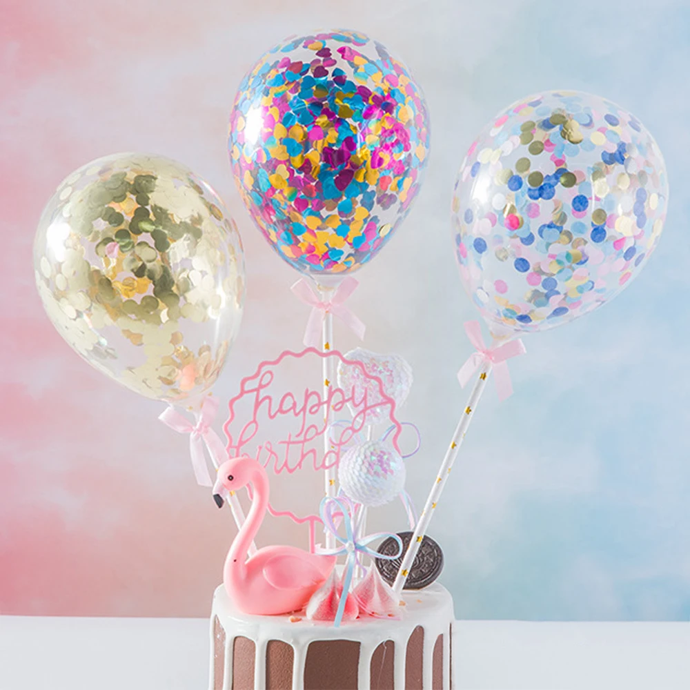 

New 5inch Confetti Glitter Balloon Cake Toppers Mini Sequin Latex Balloon Craft For Cake Topper Decoration Birthday Cake Wedding