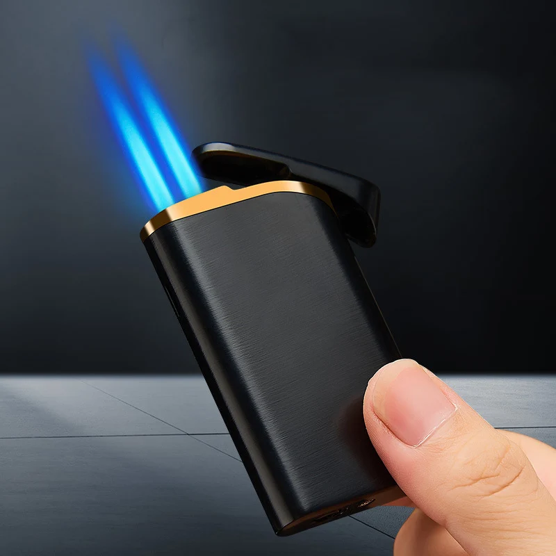 

Ultra-thin Gas Lighters Metal 1300C Jet Two Butane Torch Turbo Lighter Gadgets for Men Unusual Lighters Smoking Accessories