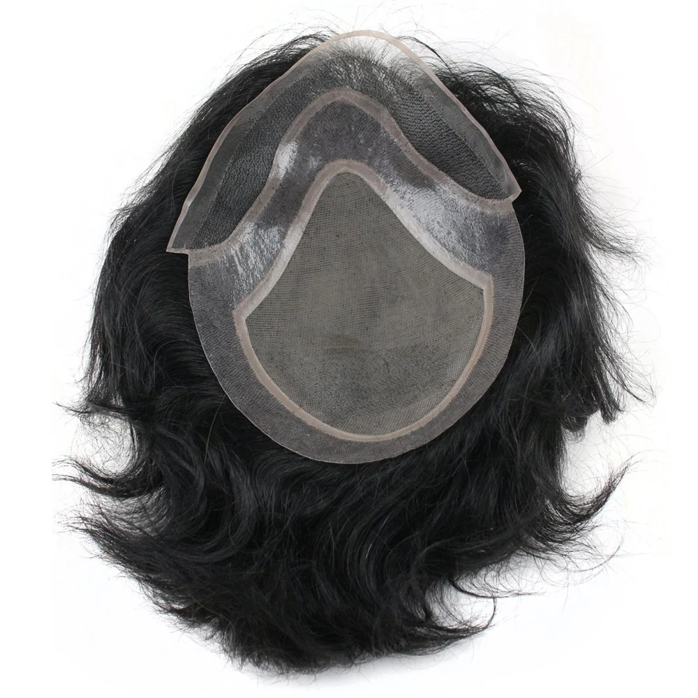 

Durable Mono Base Male Hair Replacement System with Lace PU Around Lace Front Human Hair Toupee Mono Wig for Men Natural Color