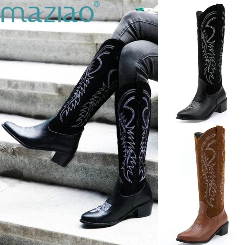 botas altas mujer botas cowboy mujer botas camperas mujer botas cawboy mujer botas de vaquero occidental punta botas gruesas de media pantorrilla botas hasta la rodilla botas de -