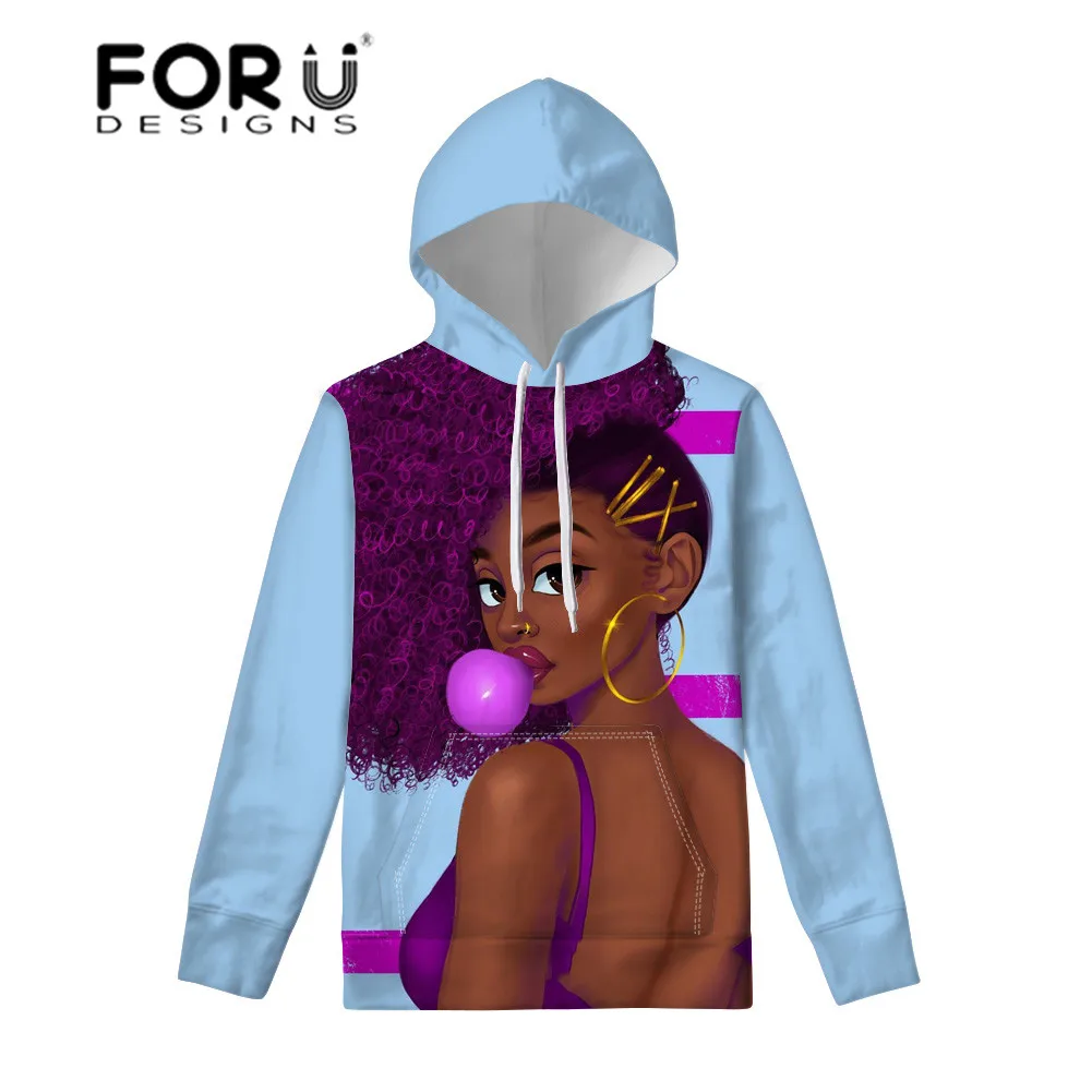 FORUDESIGNS/толстовка с капюшоном для женщин, африканские девушки, черные художественные толстовки, дамские приталенные пуловеры, уличная Женская Осенняя Толстовка