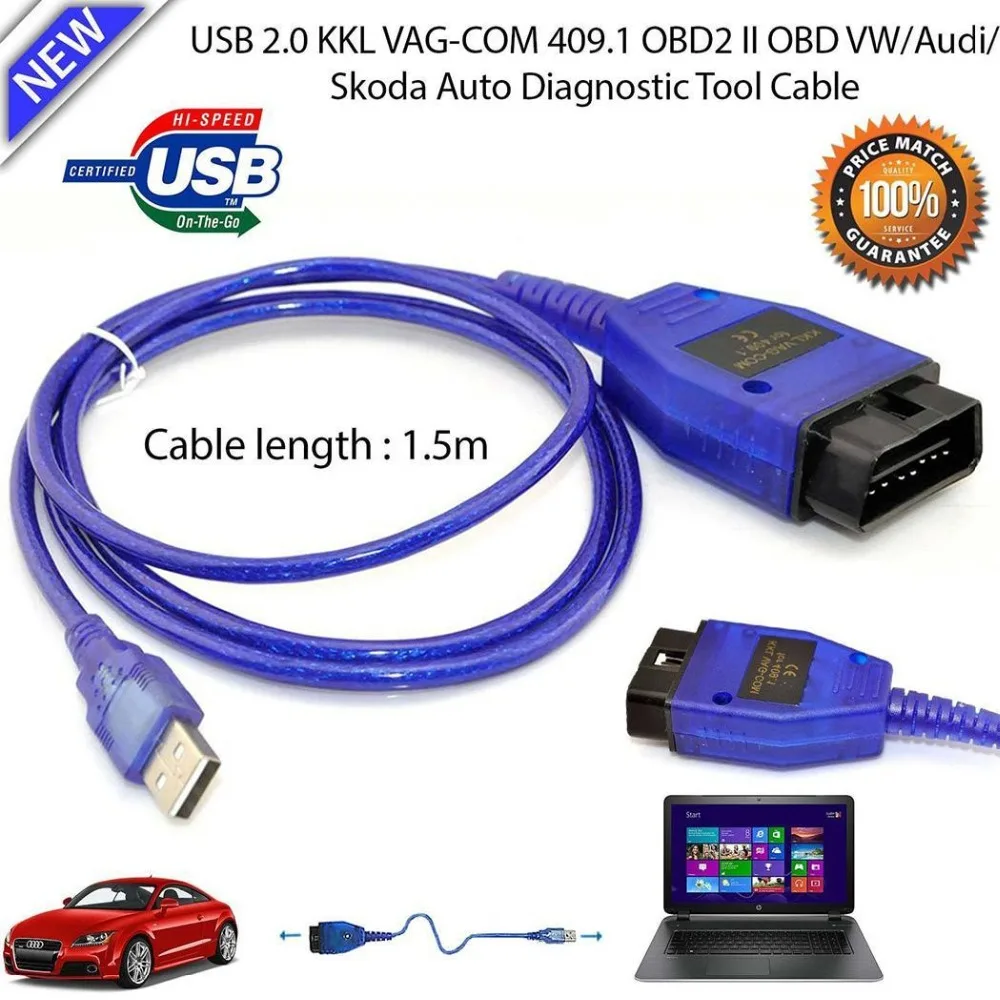 Автомобильный USB VAG-COM 409,1 Vag Com 409Com vag 409 kkl OBD2 Диагностический кабель USB сканер сканирующий инструмент интерфейс для V W Vag Com интерфейс