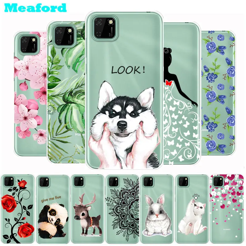 For Huawei Y5P Case 2020 Cute Animal Soft TPU Clear Back Cover Phone DRA-LX9 Y 5P Silicone Bumper | Мобильные телефоны и