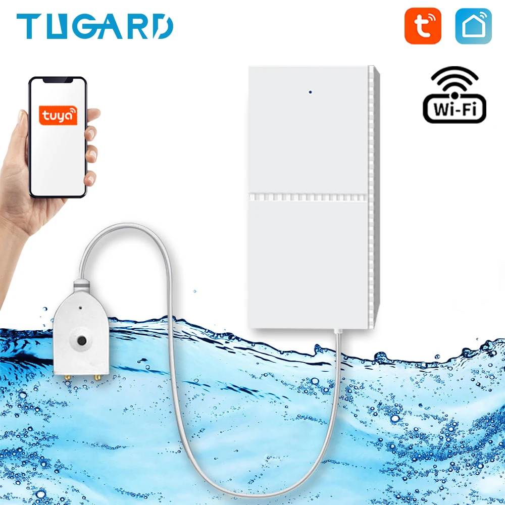 Sensor de fugas de agua Tuya, sistema de alarma de casa, protección contra fugas de agua, Compatible con Control por App Tuyasmart Smart Life