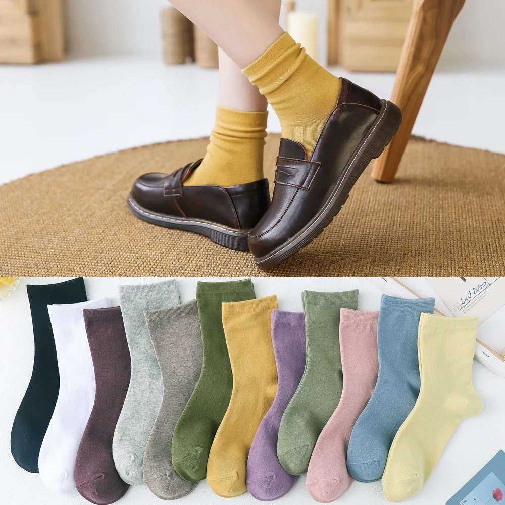 

chun se wa Children Tube Socks INS Fashion Color Bunching Socks Cotton Spring and Autumn Four Seasons Wearable Hose Stockings