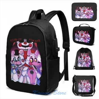 

Funny Graphic print Fnaf - Sister Location USB Charge Backpack men School bags Women bag Travel laptop bag