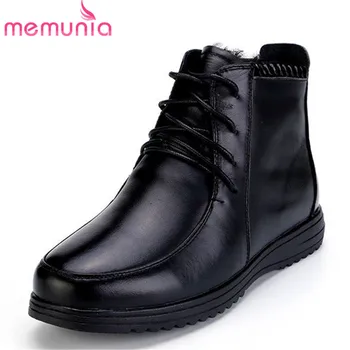 

MEMUNIA 2020 soft leather Mother shoes warm wool winter boots woman round toe comfortable casual flat shoes women ankle boots