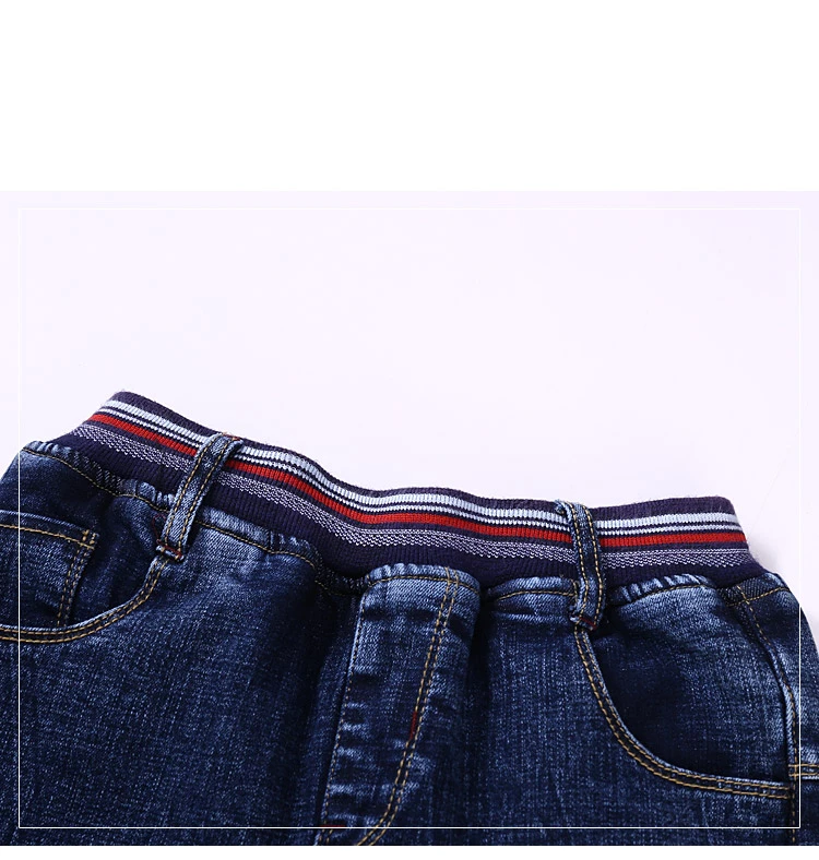 New Fashion Jeans for Boys Kids Autumn Winter Add Wool Blue Jeans Pants Elastic Waist Teenage Warm Trousers Big Kids Clothes 12Y