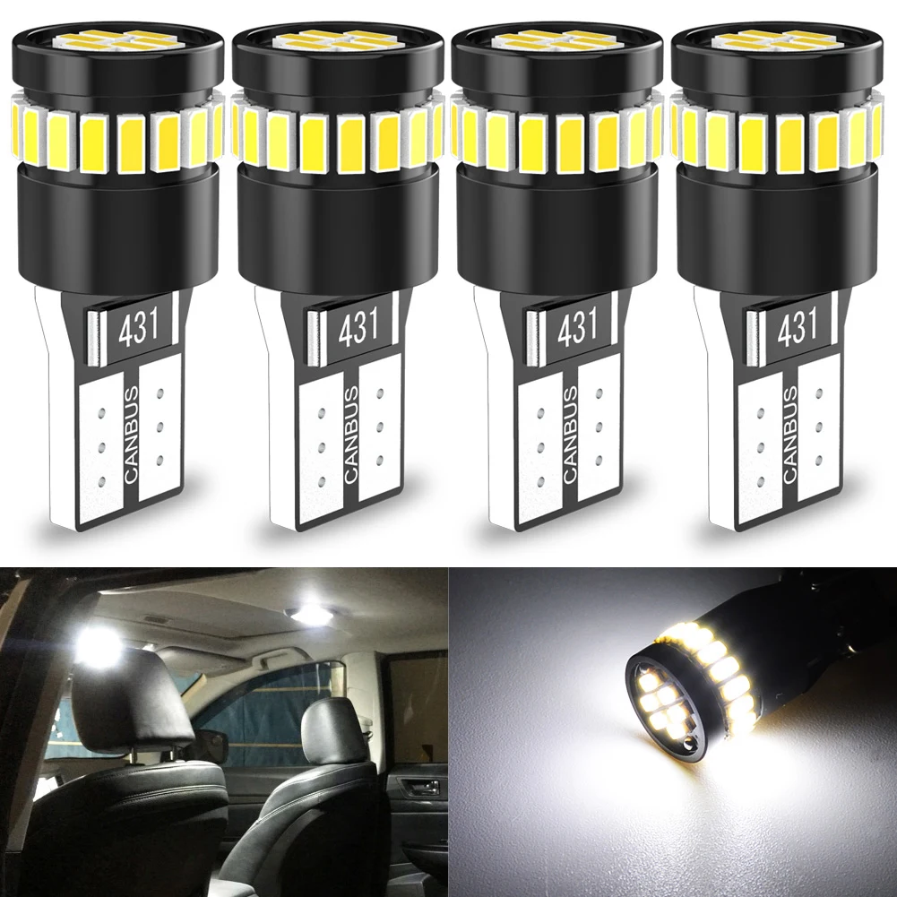4 bombillas LED Canbus W5W T10 para luces de posición de aparcamiento, luz de techo de mapa Interior de 12V, lámpara automática blanca, roja, azul o negra, 4 Uds.