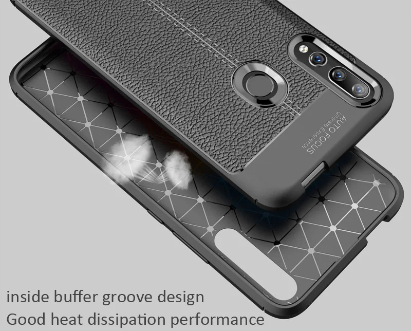 Кожаный чехол KEYSION с текстурой личи для Huawei Honor 9X Global матовый Мягкий силиконовый