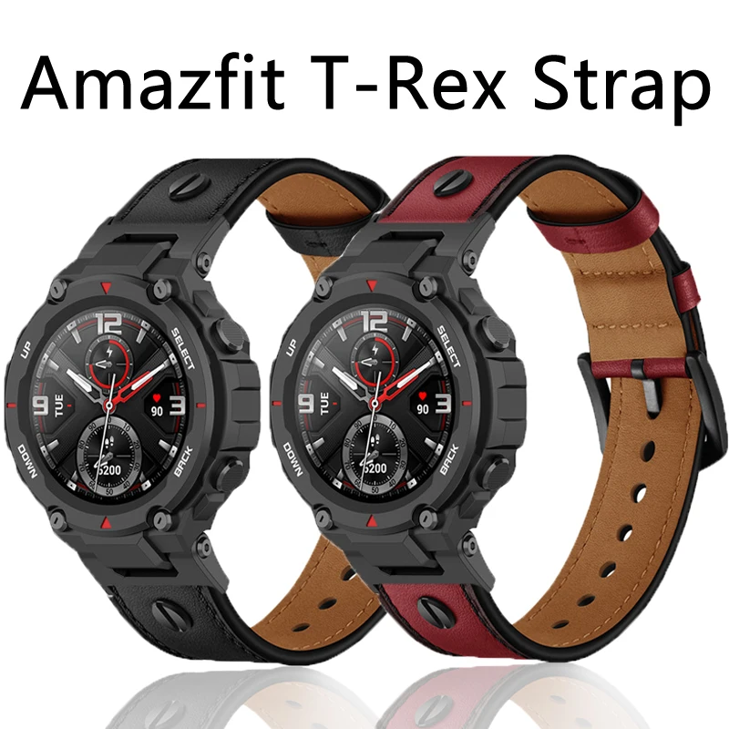 High Quality Leather Band For Huami Amazfit T-rex Pro Smart Watch Strap  Sports Buckle Belt For Amazfit T-rex Pro Accessories - Smart Accessories -  AliExpress