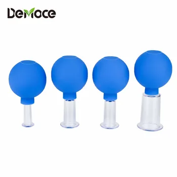 

Vacuum Cupping Cups PVC Head Massage Body 4pcs Suction Cupping Cans Glass jars Chinese Medical Therapy Meridian Dredge