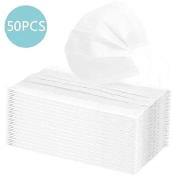 

5/10/20/50 Pcs/set Cotton Mouth Face Mask Mouth Mask Disposable Black Mask Earloop Activated White Color