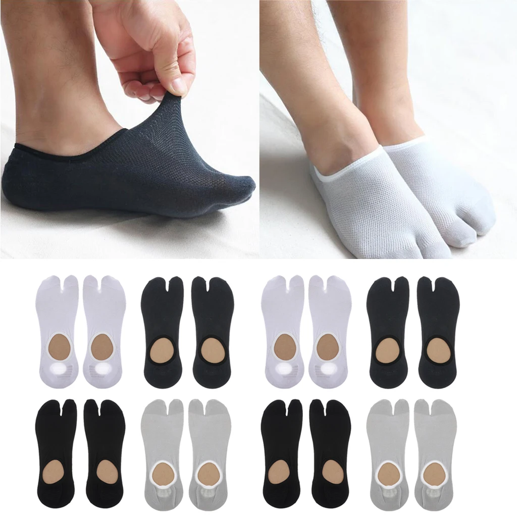 8 Pair Male Elastic Cotton Split 2 Toe Socks Antiskid Japanese Tabi Socks