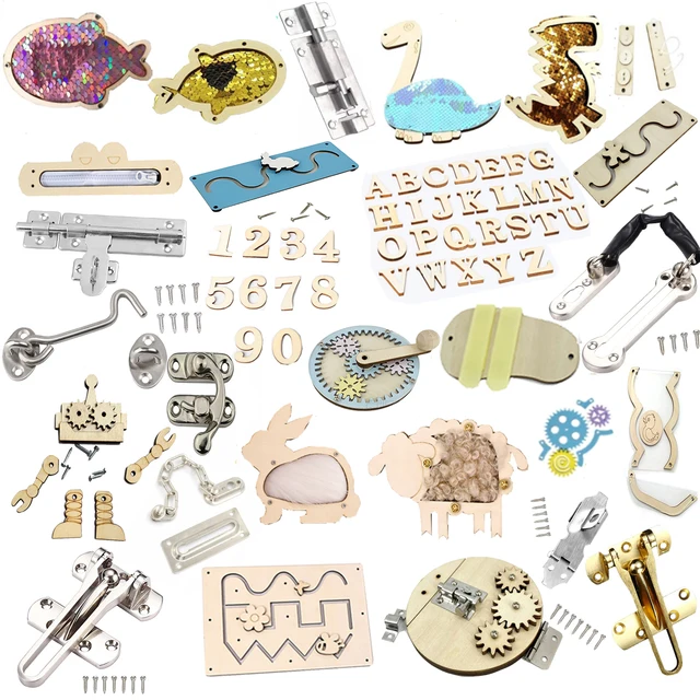 Kids Busy Board DIY Toys Basic Life Skill Training Montessori Educational Lock Cognition Activity Accessorie Material Learning 4