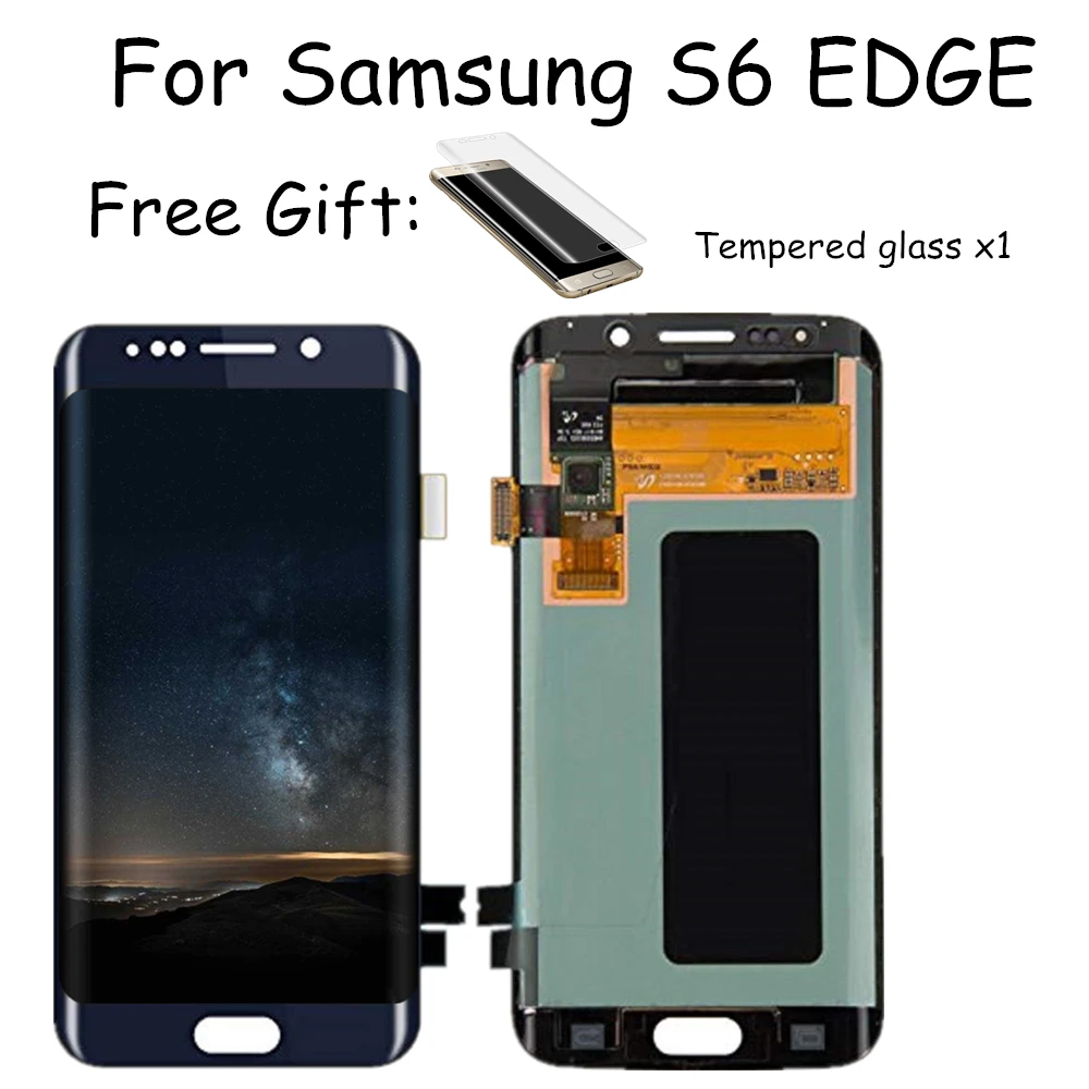 

For Samsung Galaxy S6 Edge G925F LCD Display Touch Screen Digitizer Assembly 100% Super Amoled Burn-in shdaow screen Free Gift