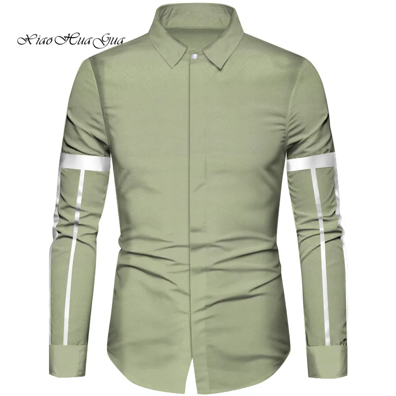 9 African Clothes Men Top Shirts Bazin Riche African Men Clothes Cotton Print Patchwork Formal Shirts Traditional African WYN832 - Цвет: 9