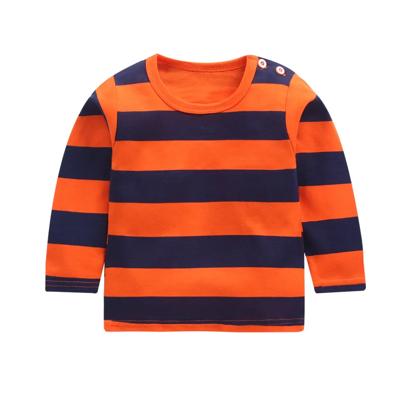 Новые весенние хлопковые футболки с рисунком для мальчиков и девочек, детские футболки, футболки с длинными рукавами для мальчиков и девочек, детские топы, брендовая одежда для малышей 12 мес.-8 лет - Цвет: Оранжевый