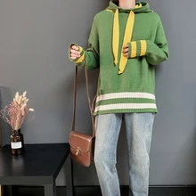 Winter Hooded Sweater Men's Warm Contrast Color Casual Knit Pullover Men Sweter Clothes Loose Long-sleeved Sweater Men S-XL Winter Hooded Sweater Men's Warm Contrast Color Casual Knit Pullover Men Sweter Clothes Loose Long-sleeved Sweater Men S-XL