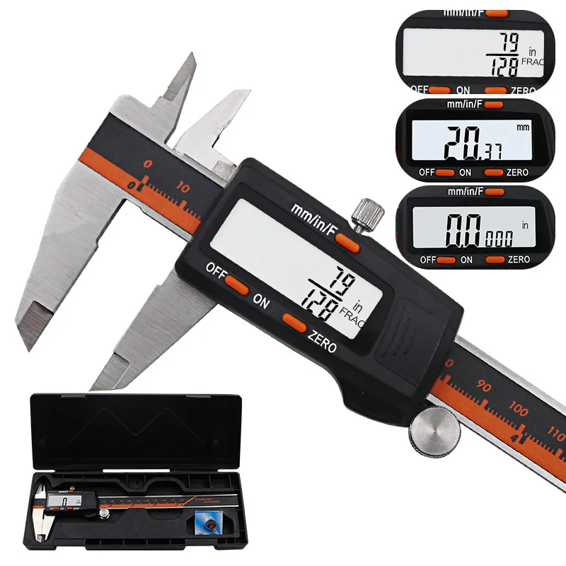 Caliper Black box Штангенциркуль с цифровым дисплеем из нержавеющей стали 150 мм фракция/мм/дюймовая высокая точность штангенциркуль с ЖК-дисплеем LT82 - Цвет: Caliper Black box