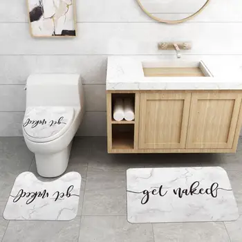 

Plastic/Metal Laundry Hook Hanging Clothes Clips Shower Curtain + Bathroom Non-Slip Rug+ Lid Toilet Cover+Bath Mat 4/3/1Pcs