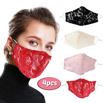 

4PCS Adult Flower Lace Mask Adjustable Washable and Breathable mascarilla reutilizable masques lavable mondkapjes mascherine