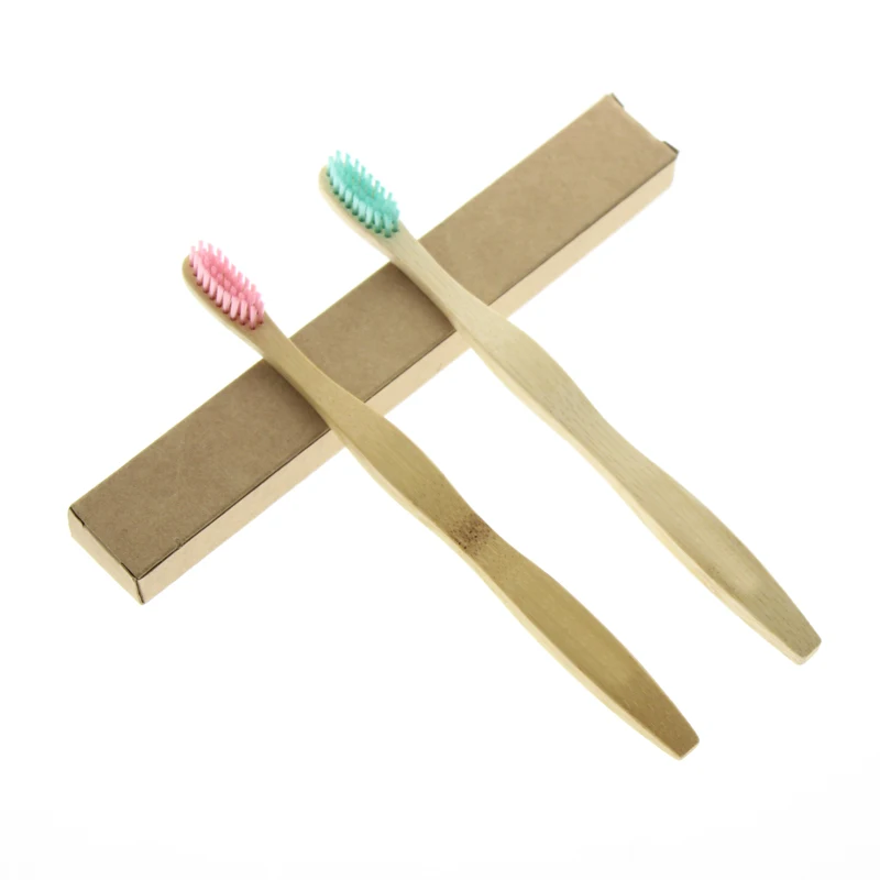 

FDA BSCI FSC Certification 2Pcs/Set Natural Flat Bamboo Handle Colorful Bristle Portable Adult Women Girls Men Boy Toothbrush