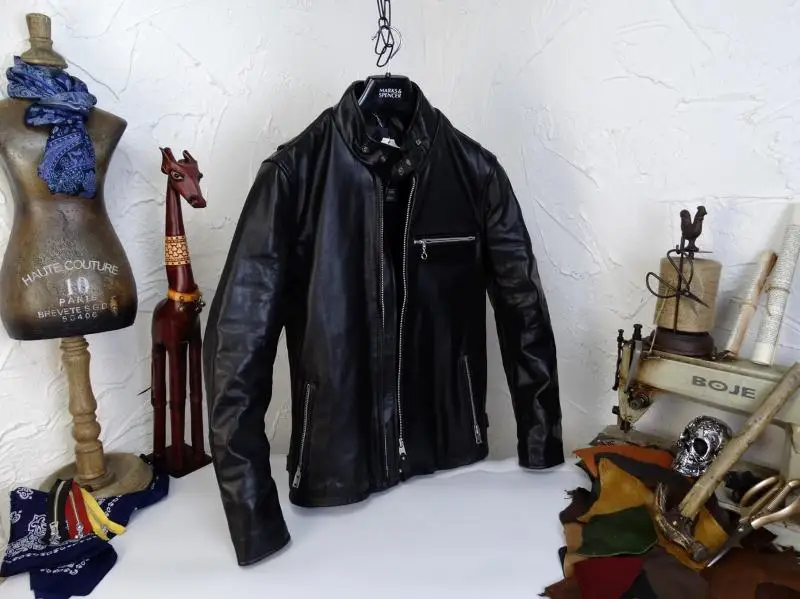 YR!. Японская куртка из лошадиной кожи, Классическая кожаная куртка-борцовка кафе, модное мужское винтажное пальто из натуральной кожи, моторов