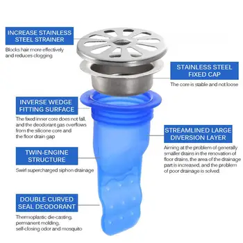 

Bathroom Odor-Proof Leak Core Shower Floor Drain Backflow Preventer Washing Machine Drain Pipe