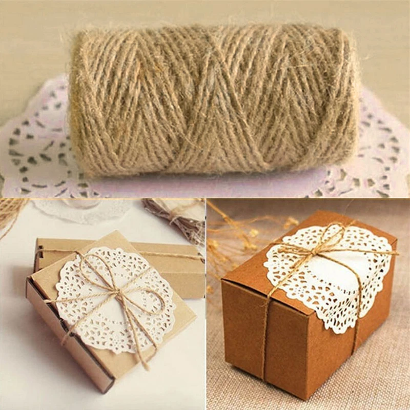 Natural Brown Hemp Rope Twine String Cord Craft DIY Making Jute Packaging Retro