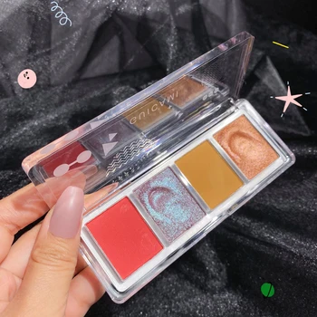 

4 Colors Matte Glitter Eyeshadow Palette LongLasting Shimmer Shiny Eyeshadow Pallete Metallic Nude Pigmented Makeup Palette